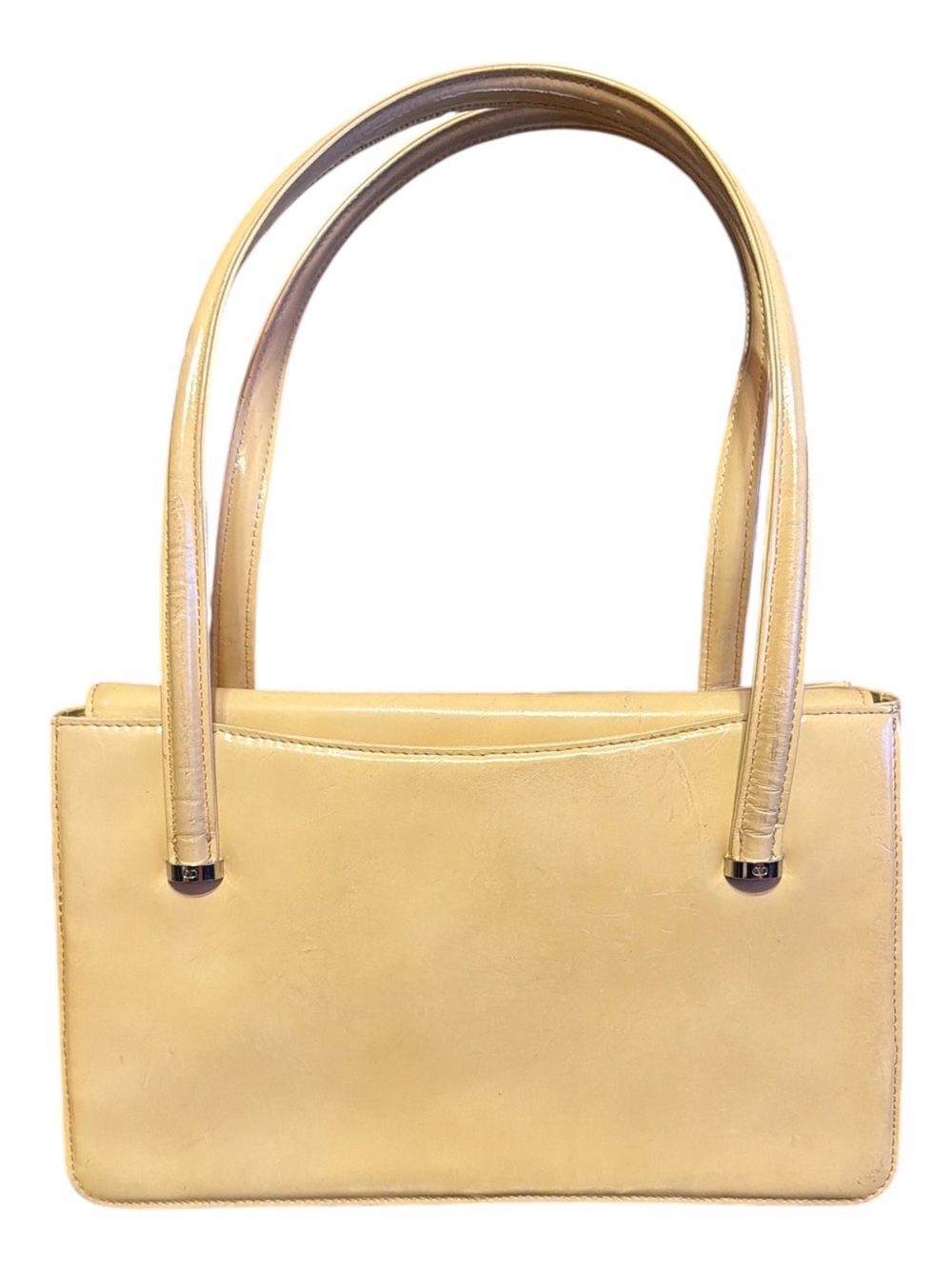 Authentic Vintage Valentino Garavani Beige Leather Shoulder Tote Bag